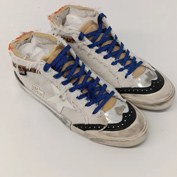Golden Goose Men's Mid Star White Canvas Sneakers - EU44/US11